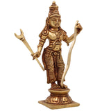 Brass Sri Ram Idol, Handcrafted Pital Rama Murti, Ayodhya Ramachandra Statue, Raghava Vigraham for Home Temple Puja Decor,Gold, 6.5 Inch, 1 Piece
