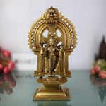 Brass Lord Bhagwan Vishnu Maha Chaturbhuj Vishnu Idol Statue Standing With Prabhavali, Shri Narayana Murti, For Pooja Room, Mandir Temple Home Décor Wedding Housewarming Gift Item