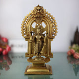 Brass Lord Bhagwan Vishnu Maha Chaturbhuj Vishnu Idol Statue Standing With Prabhavali, Shri Narayana Murti, For Pooja Room, Mandir Temple Home Décor Wedding Housewarming Gift Item