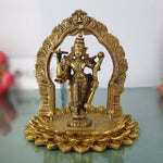 Brass Lord Bhagwan Vishnu Idol Standing On Lotus With Prabhavali, Narayana Murti, For Puja Room, Mandir Temple Home Décor Wedding Housewarming Gift Item
