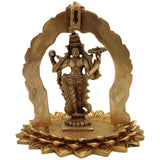 Brass Vishnu Venkateswara Balaji Idol with Prabhavali | Narayana Srinivasa Govinda Murti for Pooja, Home Temple Decor & Gift, Gold, 8 Inch
