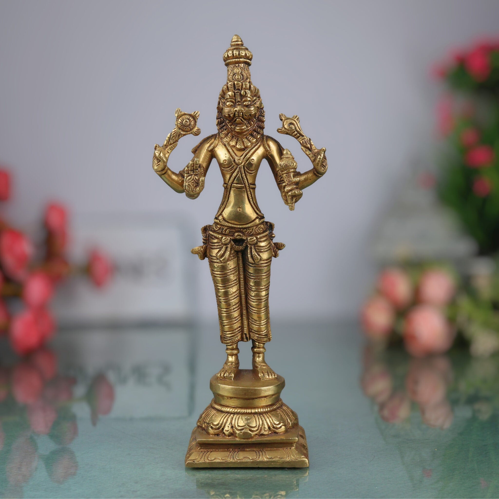 Brass Laxmi Narasimha Idols, Lakshmi Narasingh Silai, Narasingha Vigraha For Poja And Home Decor