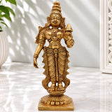 Handcrafted Brass Mahalakshmi Idol, Kamala Devi | Shree Padmavati Narayani Murti for Pooja, Home Temple & Diwali Gift ,Gold, 6 Inch, 1 Piece