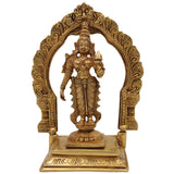 Handcrafted Brass Mahalakshmi Idol with Prabhavali – Shri Kamala Devi | Ashta Lakshmi | Padmavati | Narayani Murti for Pooja Room, Home Temple & Gift ,Gold, 8 Inch, 1 Piece