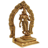 Handcrafted Brass Mahalakshmi Idol with Prabhavali – Shri Kamala Devi | Ashta Lakshmi | Padmavati | Narayani Murti for Pooja Room, Home Temple & Gift ,Gold, 8 Inch, 1 Piece