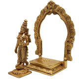 Handcrafted Brass Mahalakshmi Idol with Prabhavali – Shri Kamala Devi | Ashta Lakshmi | Padmavati | Narayani Murti for Pooja Room, Home Temple & Gift ,Gold, 8 Inch, 1 Piece