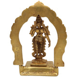 Handcrafted Brass Mahalakshmi Idol with Prabhavali – Shri Kamala Devi | Ashta Lakshmi | Padmavati | Narayani Murti for Pooja Room, Home Temple & Gift ,Gold, 8 Inch, 1 Piece