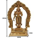 Handcrafted Brass Mahalakshmi Idol with Prabhavali – Shri Kamala Devi | Ashta Lakshmi | Padmavati | Narayani Murti for Pooja Room, Home Temple & Gift ,Gold, 8 Inch, 1 Piece
