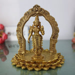 Handcrafted Brass Mahalakshmi Idol Standing on Lotus with Prabhavali – Shree Lakshmi, Kamala Devi, Ashta Lakshmi Murti for Pooja, Home Decor & Temple
