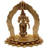 Handcrafted Brass Mahalakshmi Idol Standing on Lotus with Prabhavali – Shree Lakshmi, Kamala Devi, Ashta Lakshmi Murti for Pooja, Home Decor & Temple,Gold, 8 Inch, 1 Piece