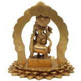Brass Krishna Idol with Prabhavali on Lotus Chowki – Gopal, Balakrishna, Murli Manohar Murti for Pooja, Home Decor & Temple Statue,Gold, 8 Inch, 1 Piece