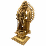 Brass Ardhanarishvara Idol, Divine Ardhnarishwar Statue, Shiv Parvati Murti, Lord Shiva Parvathi Silai, Ardhanarishvara with Prabhavali, Gold, 11.5 Inch, 1 Piece