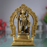 Brass Ardhanarishvara Statue with Prabhavali, Handmade Shiv Parvati Murti, Ideal for Home Decor and Pooja