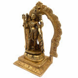 Brass Ardhanarishvara Statue with Prabhavali, Handmade Shiv Parvati Murti, Ideal for Home Decor and Pooja, 8 Inch, Gold, 1 Piece
