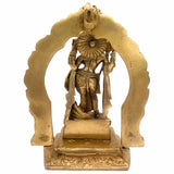 Brass Ardhanarishvara Statue with Prabhavali, Handmade Shiv Parvati Murti, Ideal for Home Decor and Pooja, 8 Inch, Gold, 1 Piece