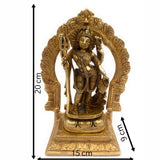 Brass Ardhanarishvara Statue with Prabhavali, Handmade Shiv Parvati Murti, Ideal for Home Decor and Pooja, 8 Inch, Gold, 1 Piece