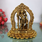 Brass Ardhanarishvara Statue on Lotus Chowki with Prabhavali, Divine Shiv Parvati Murti, Perfect Home Decor & Pooja Idol