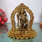 Brass Ardhanarishvara Statue on Lotus Chowki with Prabhavali, Divine Shiv Parvati Murti, Perfect Home Decor & Pooja Idol
