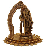 Brass Ardhanarishvara Statue on Lotus Chowki with Prabhavali, Divine Shiv Parvati Murti, Perfect Home Decor & Pooja Idol, Gold, 8 Inch, 1 Piece