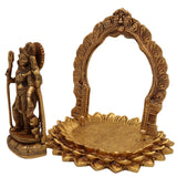 Brass Ardhanarishvara Statue on Lotus Chowki with Prabhavali, Divine Shiv Parvati Murti, Perfect Home Decor & Pooja Idol, Gold, 8 Inch, 1 Piece