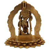 Brass Ardhanarishvara Statue on Lotus Chowki with Prabhavali, Divine Shiv Parvati Murti, Perfect Home Decor & Pooja Idol, Gold, 8 Inch, 1 Piece