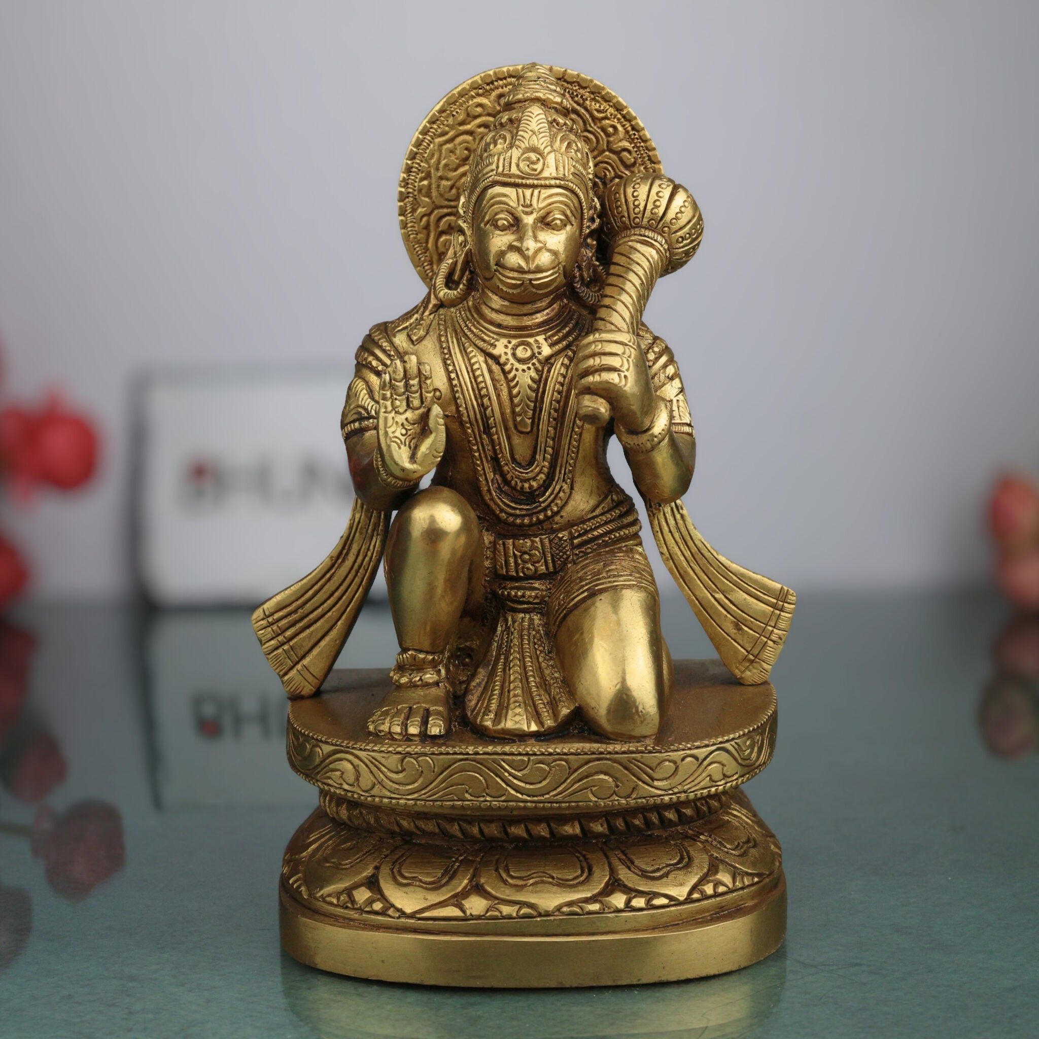 Handcrafted Brass Hanuman Idol – Maruti, Bajrang Bali, Anjaneya, Pavanputra, Mahavira Murti for Home Temple, Puja & Gifts