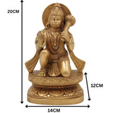Handcrafted Brass Hanuman Idol – Maruti, Bajrang Bali, Anjaneya, Pavanputra, Mahavira Murti for Home Temple, Puja & Gifts,Gold, 8 Inch, 1 Piece