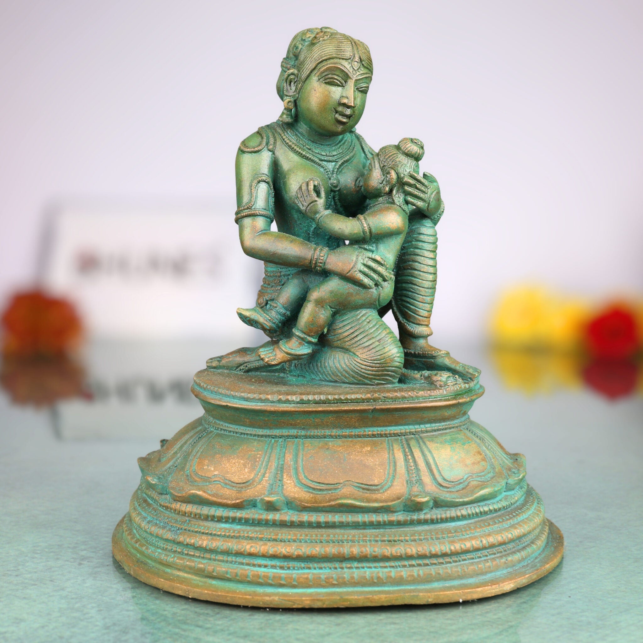 Yashoda with Krishna Feeding Mother Idol