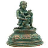Bronze Yashoda with Krishna Feeding Mother Idol –Panchaloha Statue, Handmade Chola Art Annapurneshwari Murti for Home Temple & Spiritual Gifting,Brown, 7 Inch, 1 Piece