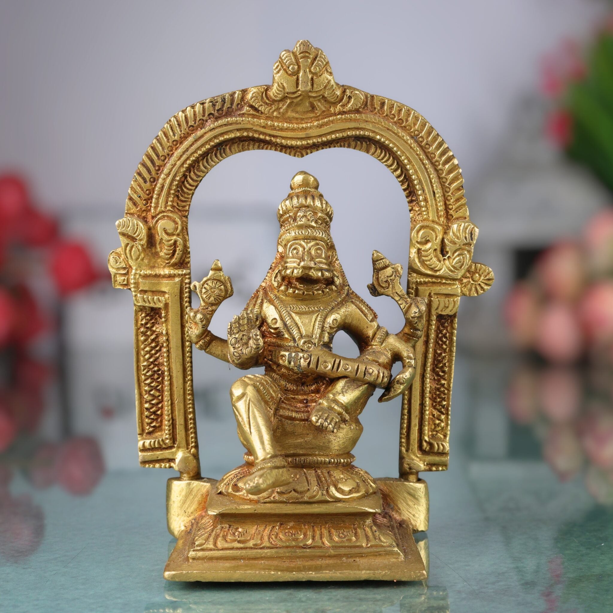 Brass Narasimha Idols, Yog Narasingha Statue, Yoga Narasingh Murti