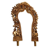Bhunes Brass Prabhavali Arch Frame for Temple, God Idol Backdrop Wall Hanging | Prabhawali for Home Decor & Pooja Mandir | Traditional Prabhaval for Deity with Kirtimukha, Makara Torana & Tiruvasi, Gold, 12 Inch, 1 Piece