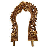 Bhunes Brass Prabhavali Arch Frame for Temple, God Idol Backdrop Wall Hanging | Prabhawali for Home Decor & Pooja Mandir | Traditional Prabhaval for Deity with Kirtimukha, Makara Torana & Tiruvasi, Gold, 12 Inch, 1 Piece