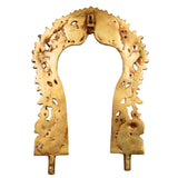 Bhunes Brass Prabhavali Arch Frame for Temple, God Idol Backdrop Wall Hanging | Prabhawali for Home Decor & Pooja Mandir | Traditional Prabhaval for Deity with Kirtimukha, Makara Torana & Tiruvasi, Gold, 12 Inch, 1 Piece
