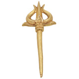 Brass Trishul, Peetal Pital Trident, Lord Shiva Mahadev Rudra Shankar Trishula, Hindu Temple Puja Decor,Gold, 8 Inch, 1 Piece