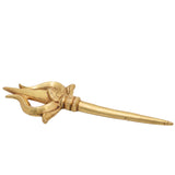 Brass Trishul, Peetal Pital Trident, Lord Shiva Mahadev Rudra Shankar Trishula, Hindu Temple Puja Decor,Gold, 8 Inch, 1 Piece