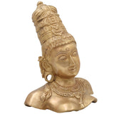Brass Parvati Head Idol – Shakti Gauri Uma Devi Face Murti | Handcrafted Pittal Moorthi for Home Temple, Puja, Decor & Gifts ,Gold, 12 Inch, 1 Piece
