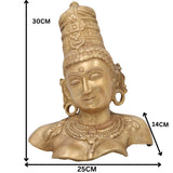 Brass Parvati Head Idol – Shakti Gauri Uma Devi Face Murti | Handcrafted Pittal Moorthi for Home Temple, Puja, Decor & Gifts ,Gold, 12 Inch, 1 Piece