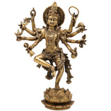 Brass Asta Bhuja Dancing Vishnu Idol, Balaji Murti, Srinivasa Vigraha, Govinda Statue, Tirupati Venkateshwara Moorti for Pooja, Home Decor & Gifts,Gold, 17.5 Inch, 1 Piece