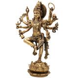 Brass Asta Bhuja Dancing Vishnu Idol, Balaji Murti, Srinivasa Vigraha, Govinda Statue, Tirupati Venkateshwara Moorti for Pooja, Home Decor & Gifts,Gold, 17.5 Inch, 1 Piece