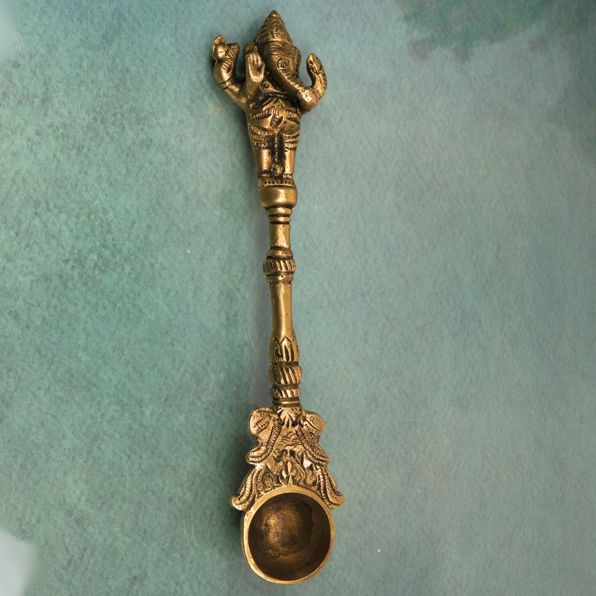Brass Ganesh Teertha Spoons | Achamani Spoon For Havan | Spoons For Poja