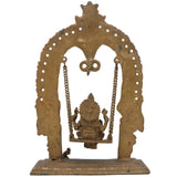 Brass Bal Ganesha on Swing Jhula | Vinayaka Ganpati Cradle Idol | Handcrafted Ganesh Ji Murti for Home, Temple & Pooja Decor,Gold, 11 Inch, 1 Piece