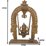 Brass Bal Ganesha on Swing Jhula | Vinayaka Ganpati Cradle Idol | Handcrafted Ganesh Ji Murti for Home, Temple & Pooja Decor,Gold, 11 Inch, 1 Piece