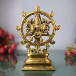 Handcrafted Brass Sudarshana Idol | Lord Sudarshana Murti, Chakrapani Deity, Sudarshana Chakra Statue for Pooja & Home Decor