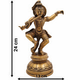 Dancing Krishna Idol Brass | Gopal Murti, Natkhat Kanhaiya ,Krishna Vigraham, Murli Manohar Statue for Pooja, Home Decor & Gifts,Brown, 9.5 Inch, 1 Piece