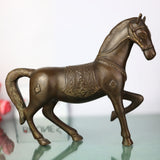 Handcrafted Brass Horse Idol | Ashwa Ghoda Showpiece for Home Decor, Vastu, Mandir | Peetal Kudirai Gurram Turang Statue by Bhunes