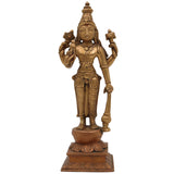 Handcrafted Bronze Panchaloha Lord Vishnu Idol – Narayana, Govinda, Venkateswara, Srinivasa, Balaji, Temple Style Pancha Dhatu Sculpture,Gold, 7 Inch, 1 Piece