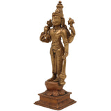 Handcrafted Bronze Panchaloha Lord Vishnu Idol – Narayana, Govinda, Venkateswara, Srinivasa, Balaji, Temple Style Pancha Dhatu Sculpture,Gold, 7 Inch, 1 Piece