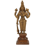 Handcrafted Bronze Panchaloha Lord Vishnu Idol – Narayana, Govinda, Venkateswara, Srinivasa, Balaji, Temple Style Pancha Dhatu Sculpture,Gold, 7 Inch, 1 Piece