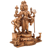 Premium Bronze Dattatreya Idol | Panchaloha Handmade Dattatreya Murti | Lord Datta, Dattaguru, Sri Datta Guru, Avadhuta Datta | Chola Art South Indian Sculpture,Gold, 11 Inch, 1 Piece