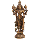 Brass Vishnu Idol | Narayana Murti Statue | Venkateswara Balaji Srinivasa Govinda Pratima | Hindu God Murti for Pooja, Temple, Home Decor & Gifts, Gold, 13 Inch, 1 Piece